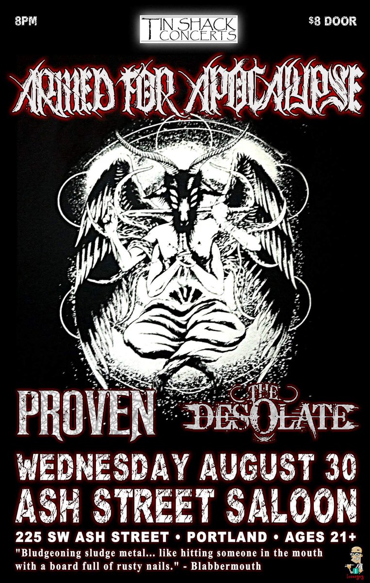 provenpdx's tweet photo. Throwing down with @AforA and @TheDesolate13 tomorrow night at the Ash Street Saloon! https://t.co/oopUOIueNG