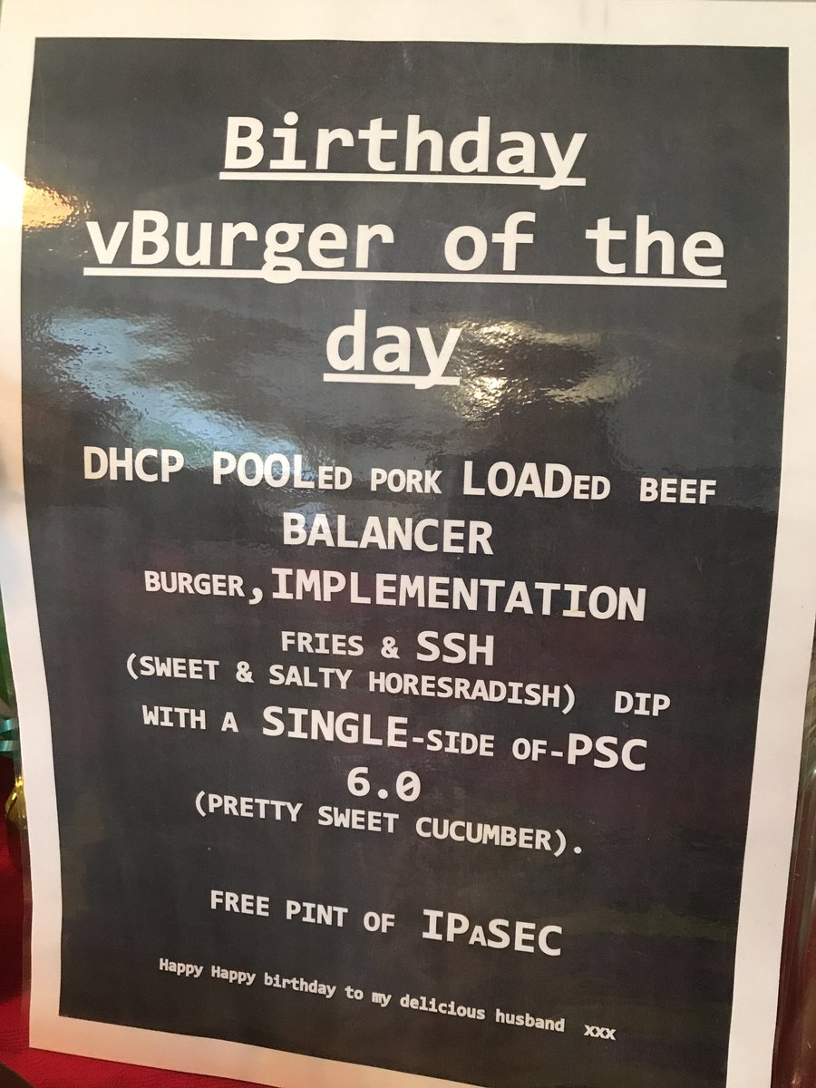 vCrooky's tweet image. The wife made me a Bob&apos;s vBurger of the day (birthday cake)! I obviously talk too much shop at home! @VMware #RunNSX #VCIX-NV