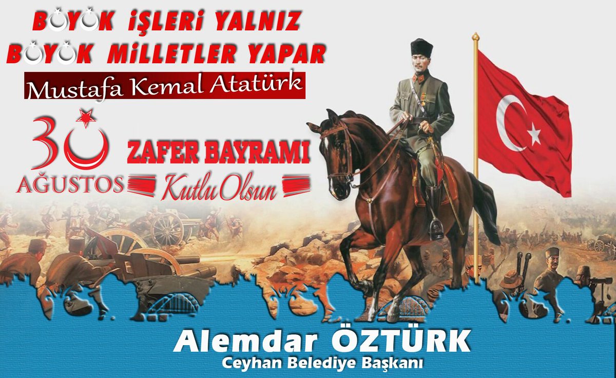 Alemdarozturk's tweet photo. BÜYÜK İşleri yalnız,
BÜYÜK Milletler yapar.
Mustafa Kemal Atatürk
30 Ağustos
Zafer Bayramı Kutlu Olsun https://t.co/ndvhJYpegj