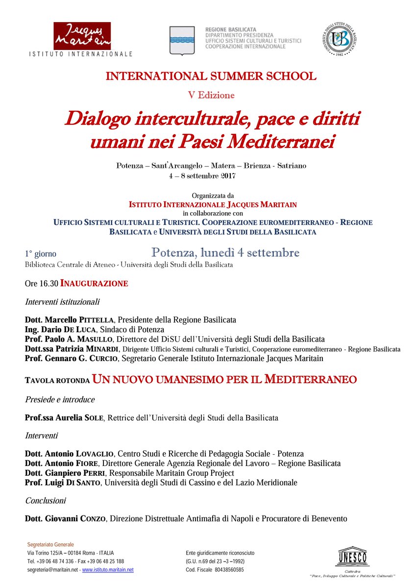 LuisaColangelo's tweet photo. V International Summer School
"Dialogo interculturale, pace e diritti umani nei paesi mediterranei"
Da lunedì 4 a venerdì 8 settembre https://t.co/afDYf8jHyl
