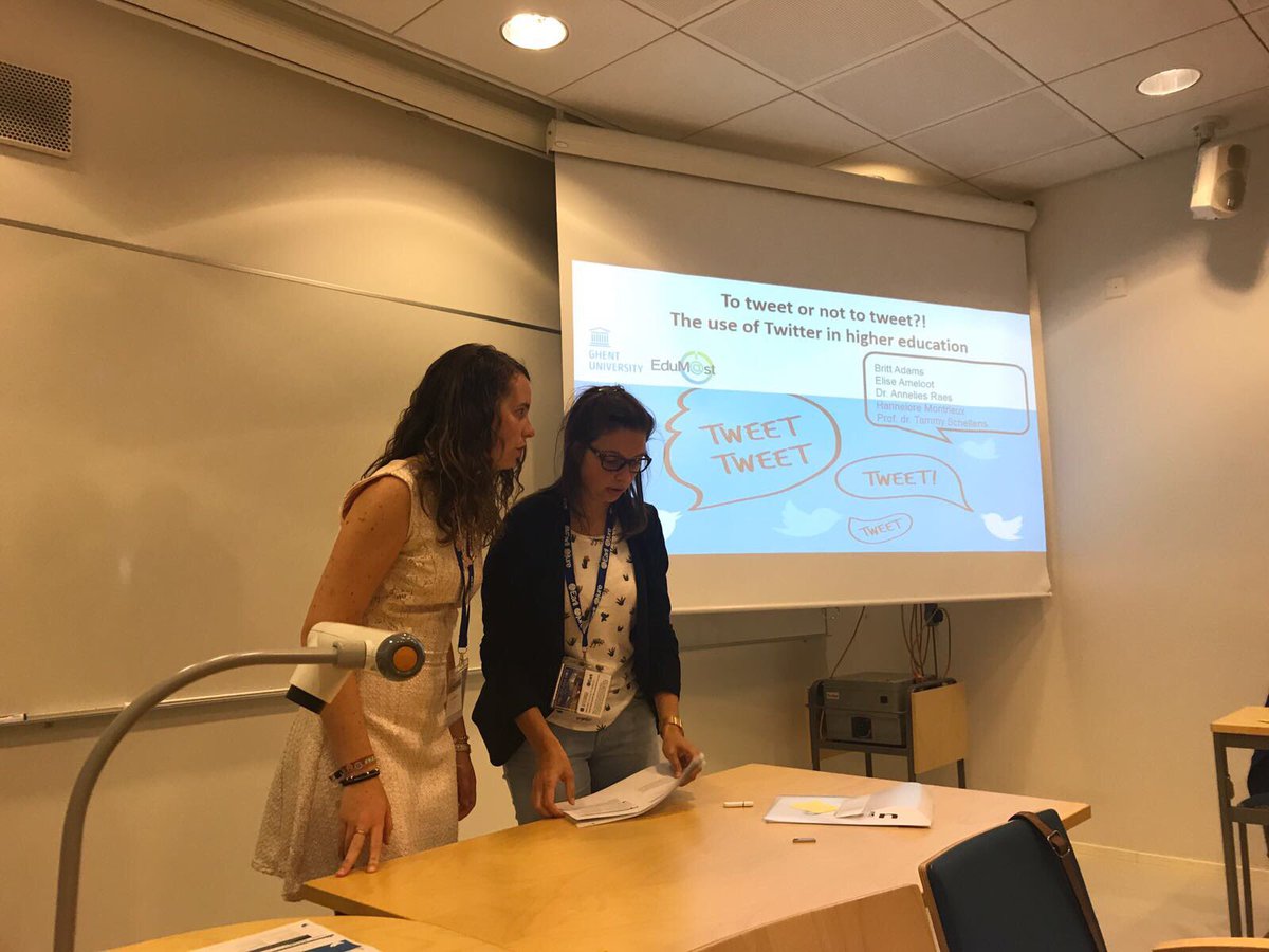 #earli2017 my PhD students <a href="/BrittAdams8/">Britt Adams</a> <a href="/EliseAmeloot/">Elise Ameloot</a> presenting: Can using Twitter improve Learning and Instruction in higher education?