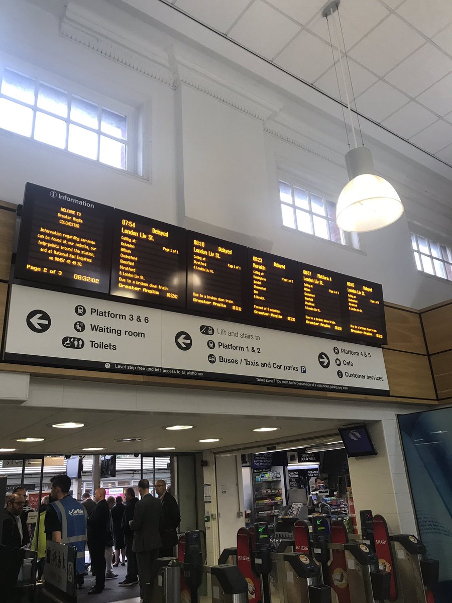 VickyNicholson's tweet image. Avoid London bound rail travel if possible #Colchester #TrainDelay still waiting... no services planned / lots of cancellations