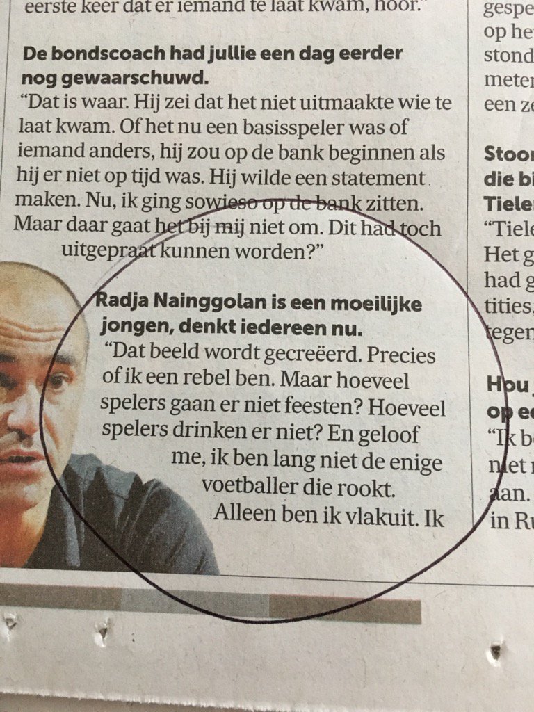 coachvdb's tweet photo. Tja... Waarover heeft Nainggolan het hier? Over topsport? Hopelijk gaat het hier om een 'dichterlijke overdrijving'. https://t.co/evwvAw83v1