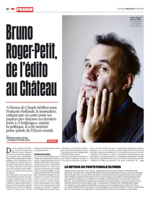 LeemageOpale's tweet photo. @_B_Roger_Petit porte-parole de @Elysee. Portrait de @m_rougemont dans @libe Merci @lionel_charrier @grattardisa @TessRaimbeau https://t.co/IfEQzuxqKl