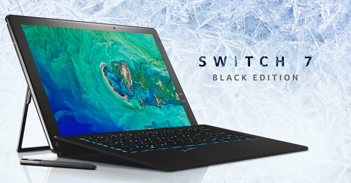 Acer's tweet photo. A first look at the #Switch7 Black Edition, with dual LiquidLoop cooling technology. https://t.co/5cJNrsSeUo #NextAtAcer #IFA2017 https://t.co/PI1z20SENZ
