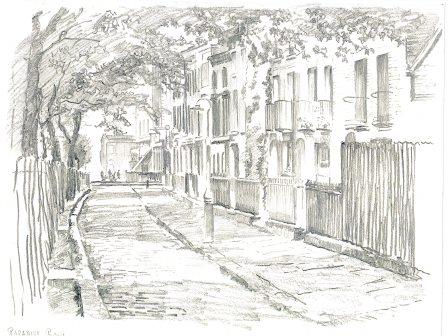 Another rediscovered Alfred Turpin drawing: Paradise Row #BethnalGreen, undated <a href="/EastLondonGroup/">EastLondonGroup</a>