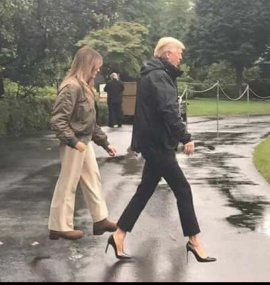 MenaOfficial's tweet photo. @RickyVelez Amen brother. Besides he didn't look that great in them. #TrumpInPumps @POTUS @FLOTUS #HarveyFlood #HurricaneHarvey #HoustonStrong #KatyTX https://t.co/ilmQKw4vFl