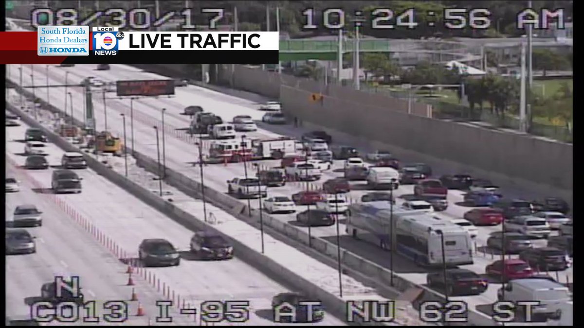 Crash on I-95 NB at NW 62nd St STILL causing delays! #traffic #miami https://t.co/oqsCUyhjVi