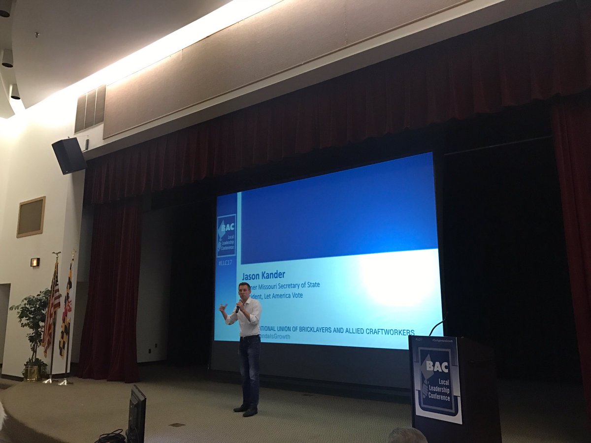 JasonKander's tweet photo. This morning, at the @IUBAC conference in Maryland, I talked about fighting efforts to suppress the voice and the vote of working people. https://t.co/SGVQkz5dWt