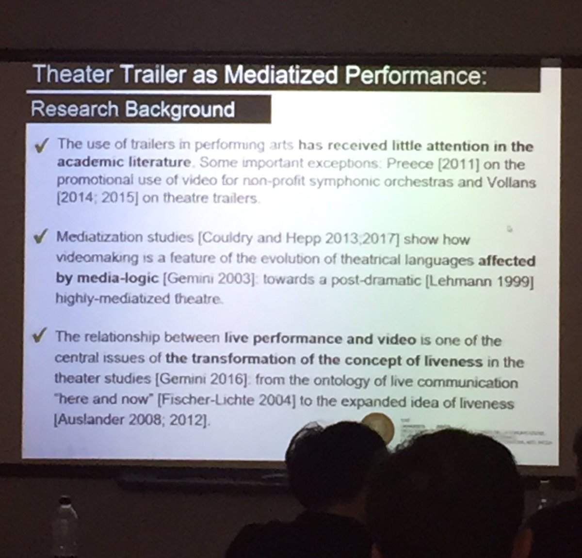 LiamJarvis's tweet photo. Gemini, Boccia Artieri &amp; Brilli; examine approaches to promotional trailers in Italian contemporary performance #Tapra2017Tech #tapra2017 https://t.co/5rpfwa5sty