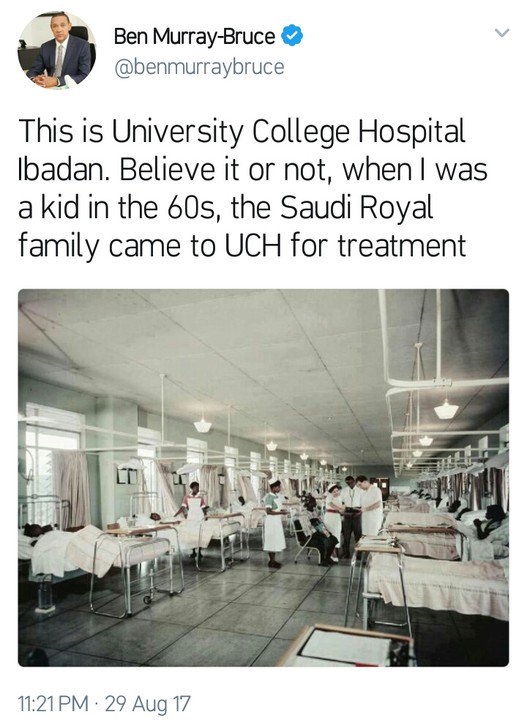 TrafficChiefNG's tweet image. [2:53PM] @iamfatdon: Throwback Photo Of UCH, Ibadan In Early 60s Shared By Ben Murray-Bruce.   #TrafficChief