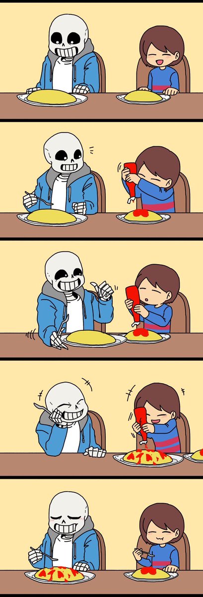 オムライス食べるサンフリ 