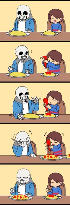 オムライス食べるサンフリ 