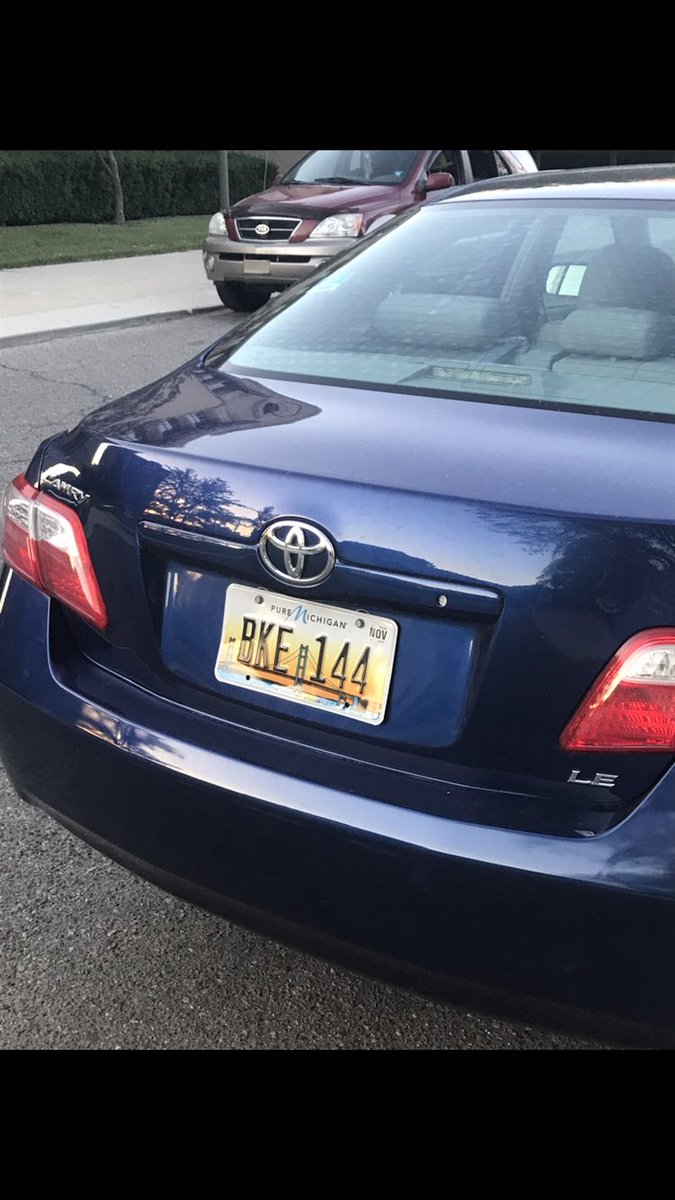 parker_krupic's tweet photo. My car was just stolen, I'm from Michigan so hopefully its still in the state. Please retweet this plate # to help me look for it. Thank u! https://t.co/wjVp2uOBry