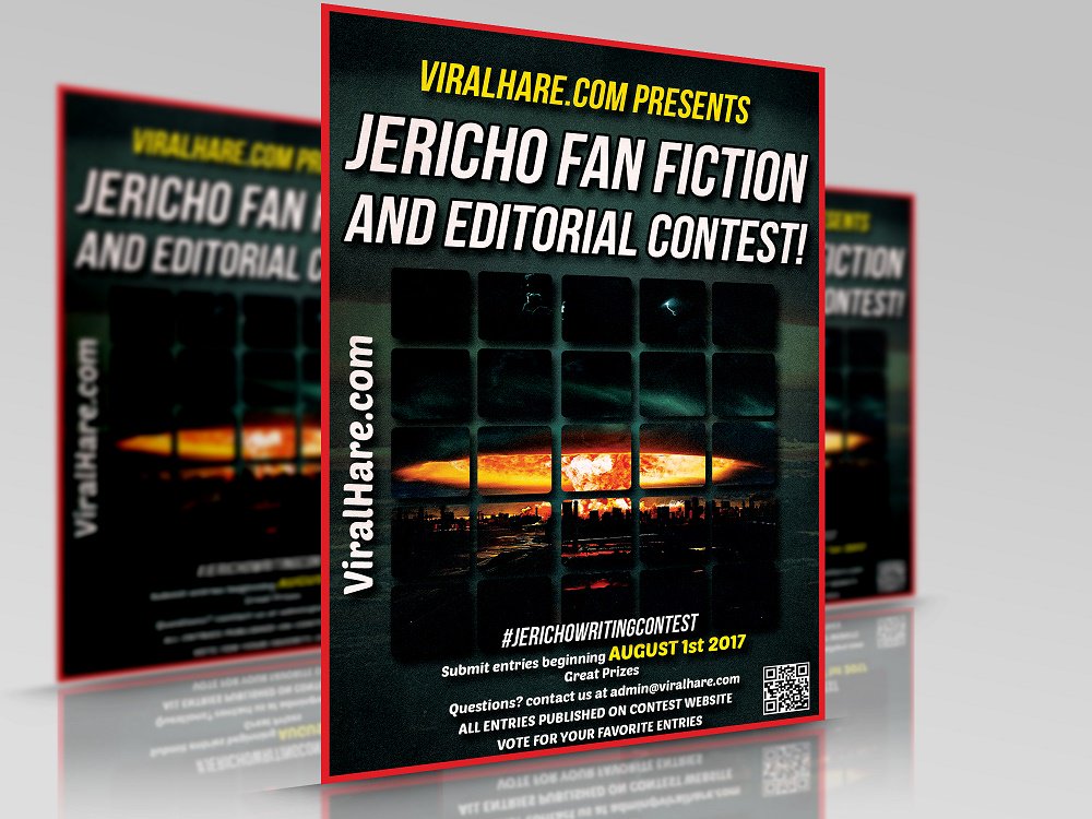 SavingJericho's tweet photo. #Jericho Writing Contest - Date Changes contest runs 9/1 - 10/31/17
Submit entries to admin@viralhare.com
#SaveJericho https://t.co/3gfbNihYHC