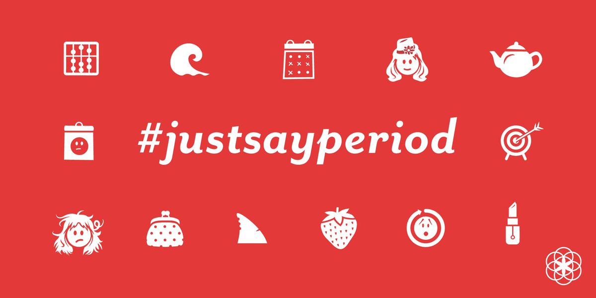 clue's tweet photo. Still using a euphemism for menstruation? It’s time to #justsayperiod: https://t.co/Mz3me9atlp https://t.co/8o6pbOt9ZW