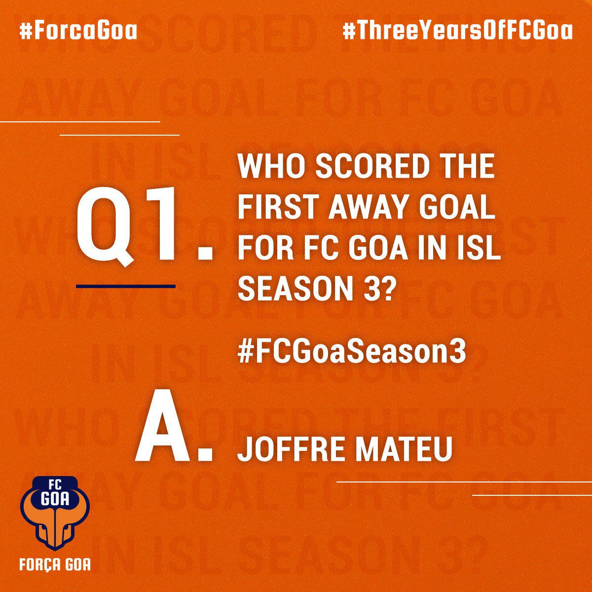 FCGoaOfficial's tweet photo. @JofreM11 scored the first away goal against Atletico de Kolkata! #FCGoaSeason3
#ThreeYearsOfFCGoa #ForcaGoa https://t.co/dYtp39XmFh