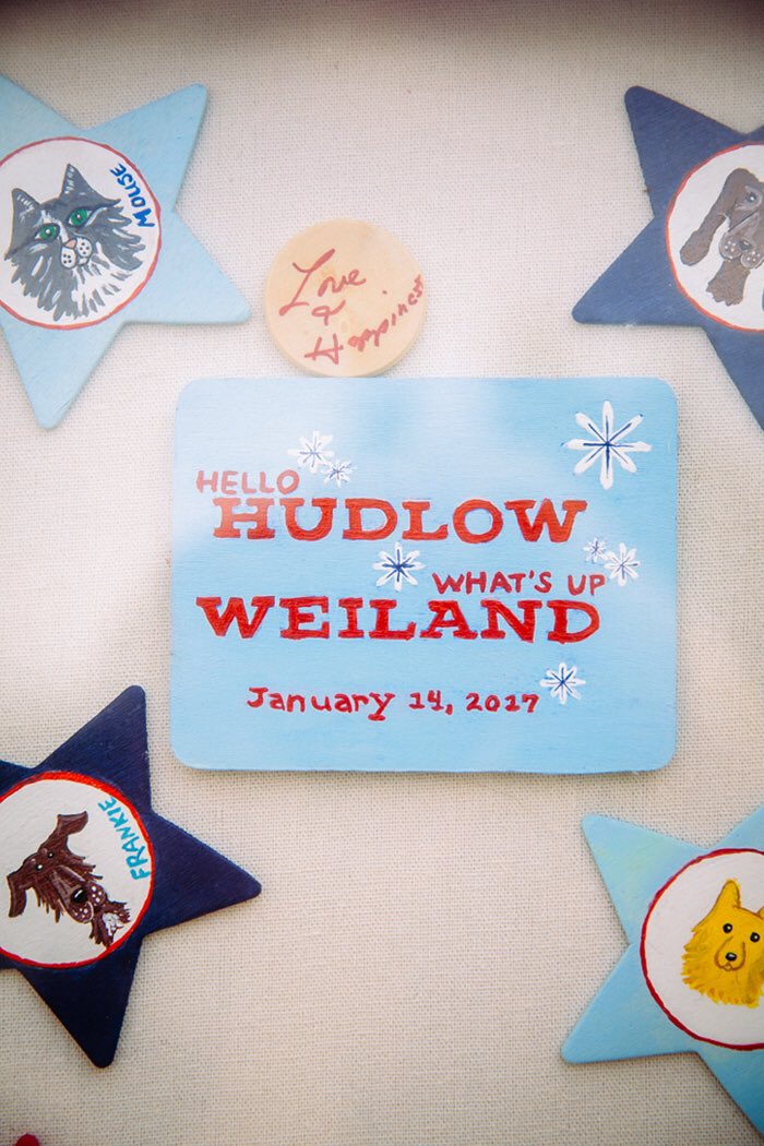 Shanti + Kelley's #handpainted guest book featured their #furbabies! See the rest on the blog! 📷 Andrea Mabry thesonnethouse.com/the-sonnet-hou…