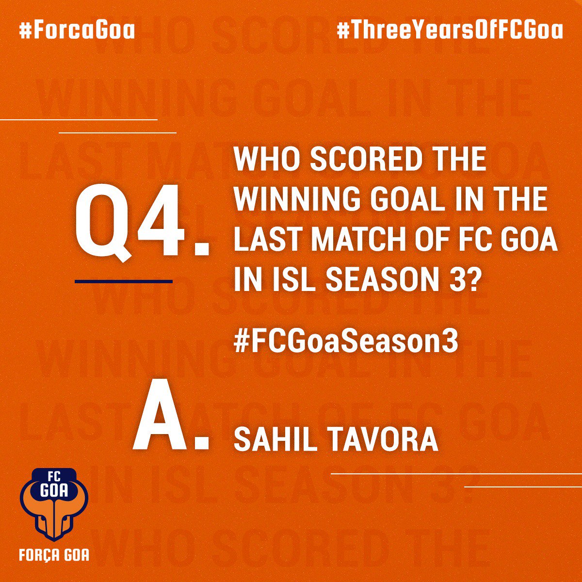FCGoaOfficial's tweet photo. @sahiltavora16 scored a screamer against Chennaiyin FC that bagged us the final victory in #FCGoaSeason3. (5-4)
#ThreeYearsOfFCGoa #ForcaGoa https://t.co/0H1UZsh5gO