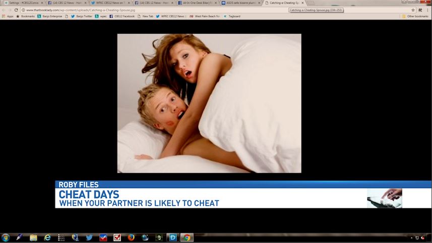 CBS12's tweet photo. Plumber's butt jeans and the 2 days to watch your partner if you think they're cheating in the #RobyFiles https://t.co/WH469AqZ93 https://t.co/2yRIAn4sDP