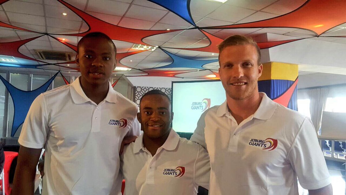JoburgGiants's tweet photo. Here are our #Giants @kagisorabada25, @tbavuma10 &amp; @ajmalan647 #JoBurgGiants are ready for #T20GL kick off in November #GoGiants https://t.co/PeWBBKxrKx