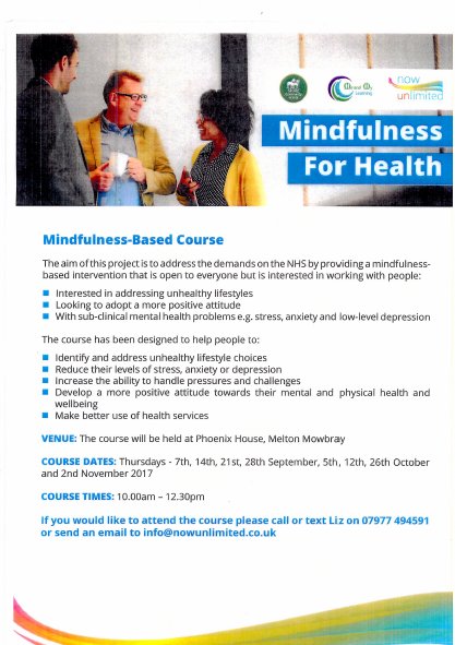MeAndMyLearning's tweet photo. UPCOMING: With the success of our previous courses we have an 8-week mindfulness course starting with @NowUnLtd contact us to book. https://t.co/Qp9NWHK9fH