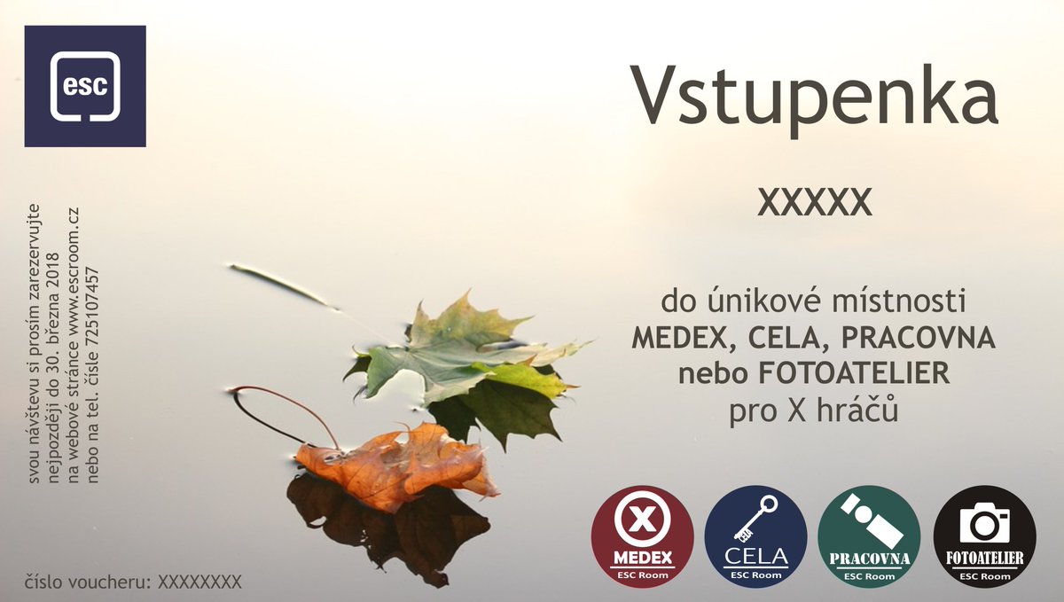 RoomEsc's tweet photo. Od 23. září 2017 pouštíme nový vzor na dárkové vouchery :) #escroom #pilsen #escapegame #voucher #escaperoom #plzen #unikovahra https://t.co/3rclWBtsIP