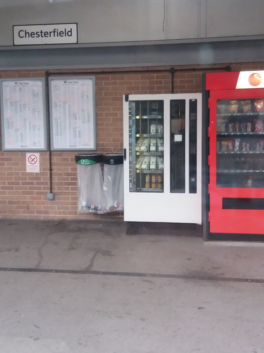NFU_Dairy's tweet photo. Great to see a milk vending machine at Chesterfield Station on the way up to visit @ArlaFoodsUK HQ #supportdairy #backbritish https://t.co/9IdKl0dX7P