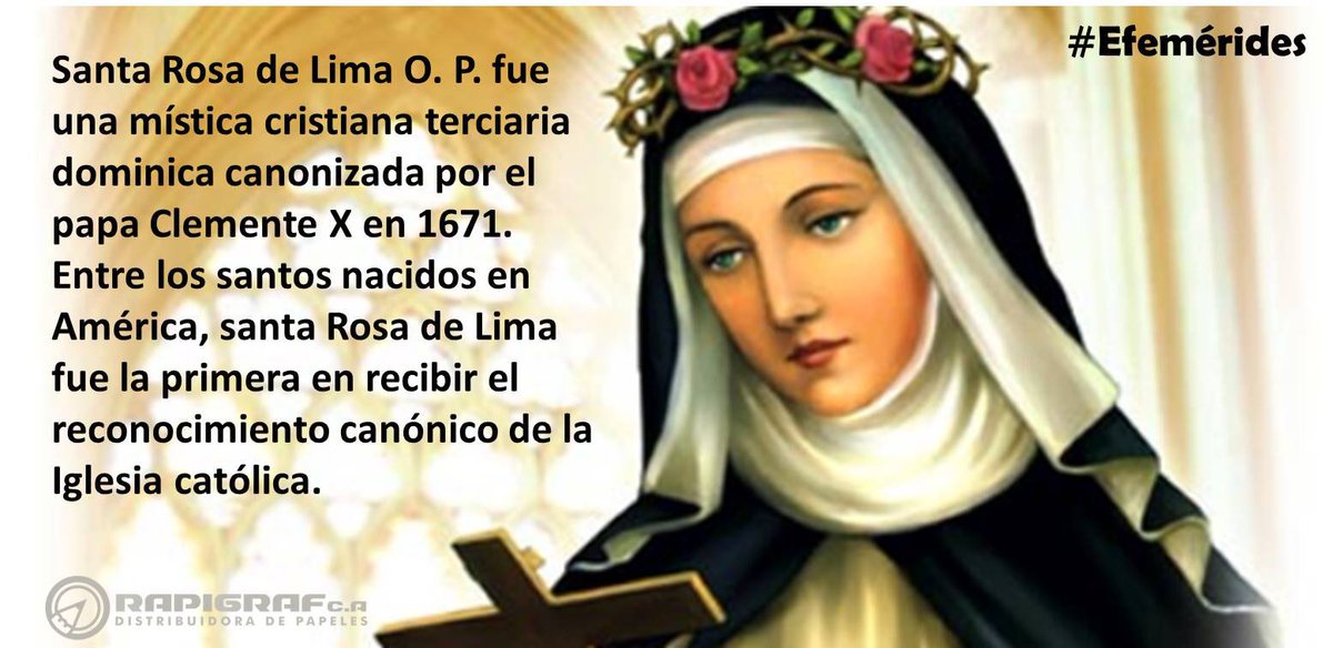 RapiGraf's tweet photo. Buenos días hoy se celebra el día de la Patrona de Charallave, Santa Rosa de Lima #RapiGraf #NoLaborable #Charallave #VallesdelTuy https://t.co/9APZPJ74sG