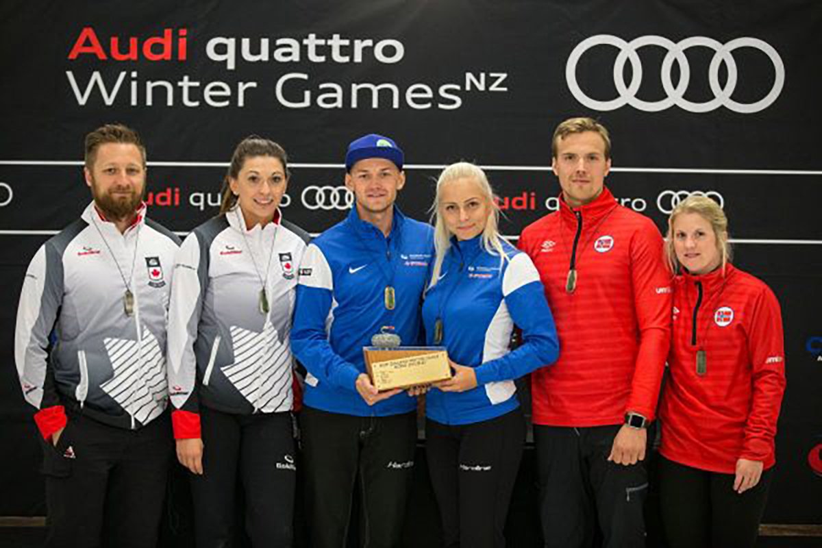 worldcurling's tweet photo. Estonia win gold at the 2017 Audi quattro @wintergamesnz - https://t.co/DS85iuLOri #curling #WGNZ https://t.co/e0mWoYbKCI