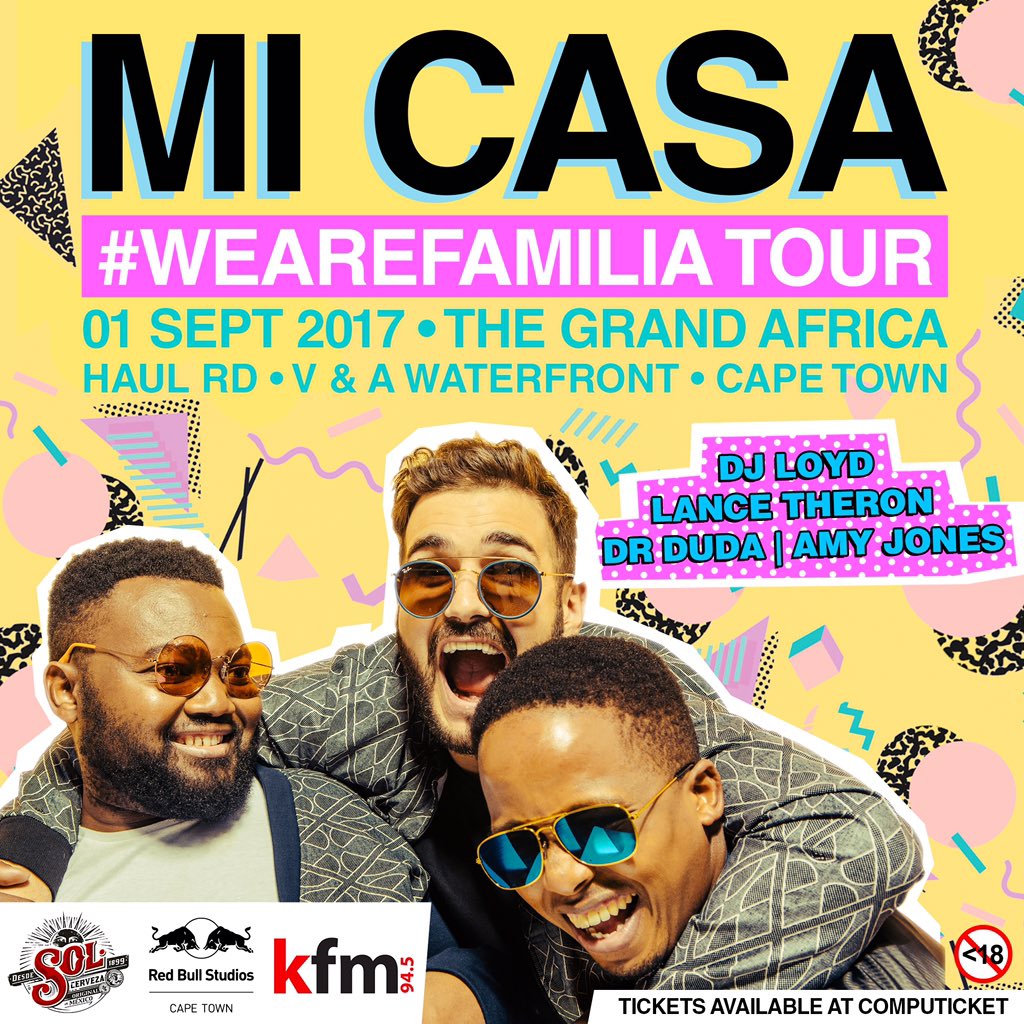 MiCasaMusic's tweet photo. To win double tickets to our show in Cape Town, RT this, use #WeAreFamilia
Giving away tickets everyday till Friday 🙌🏼 (Must reside in CPT) https://t.co/DzewevUYIr