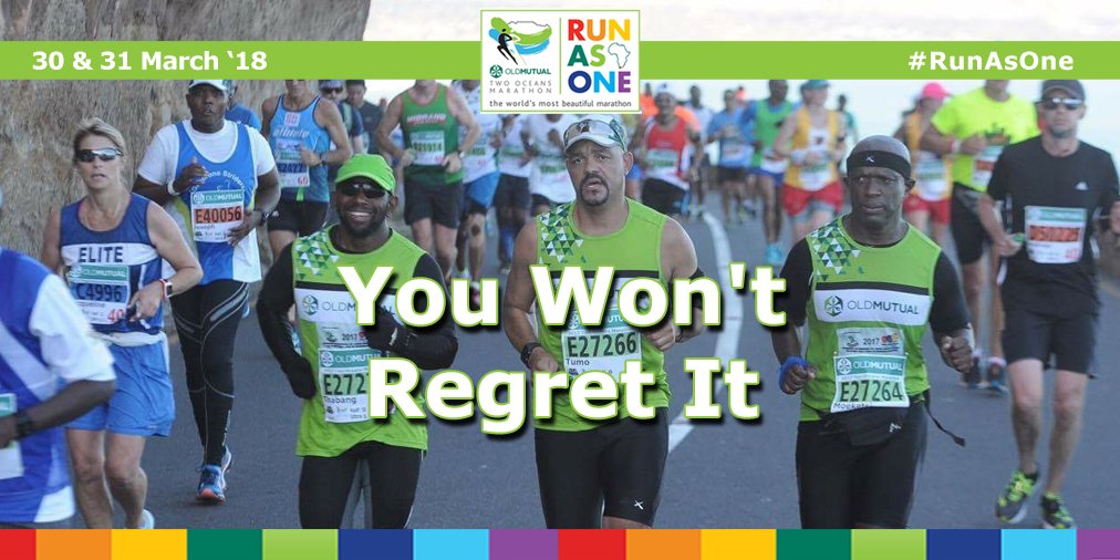 2OceansMarathon's tweet photo. "WOW - I really regret that run," said no one, ever! Remember, the only run you will regret is the one you didn't do. #RunAsOne https://t.co/gGcilmG8RU