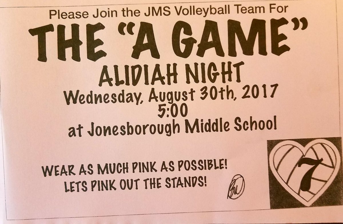 Please come on out and help us pink out the stands tonight for Alidiah! #TeamAlidiah