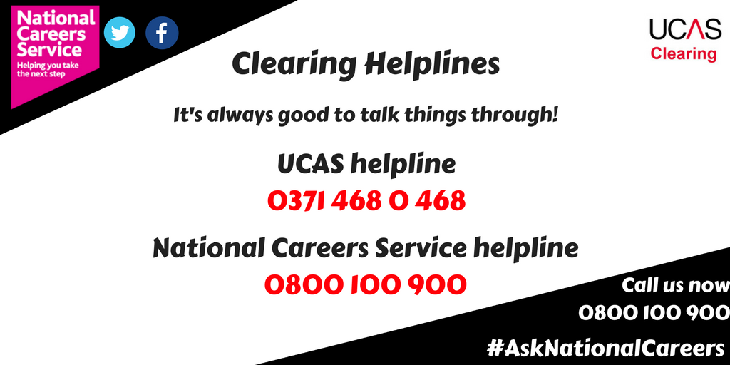 NationalCareers's tweet photo. It’s always good to talk things through! #clearing #uni #Alevels @ucas_online #AskNationalCareers https://t.co/cS9fUNDjcl