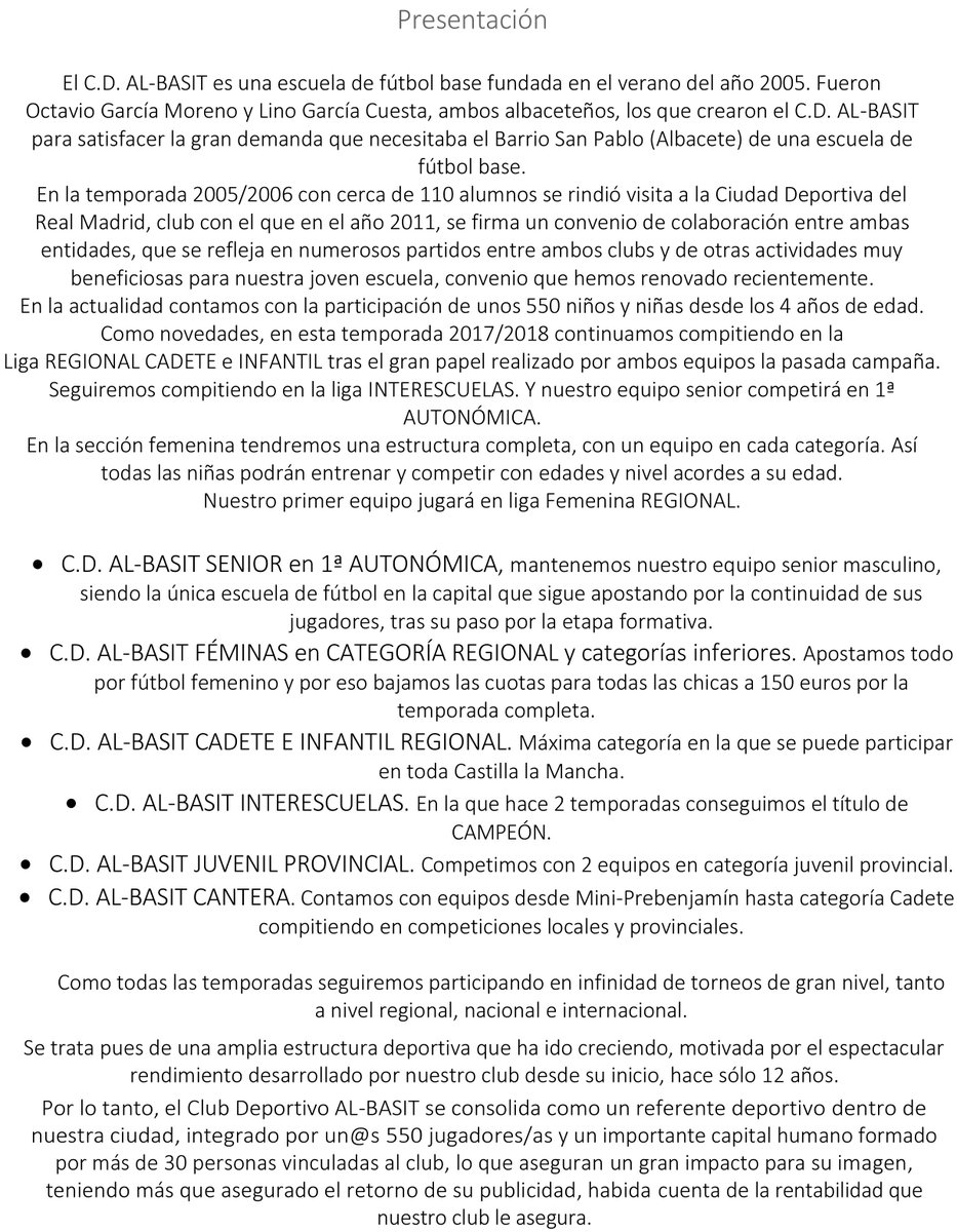 EscuelaAlBasit's tweet photo. Benefíciate de grandes descuentos por conseguir una empresa que patrocine al C.D. AL-BASIT. https://t.co/9LZi5Blt6j https://t.co/1dGjHGpPfH