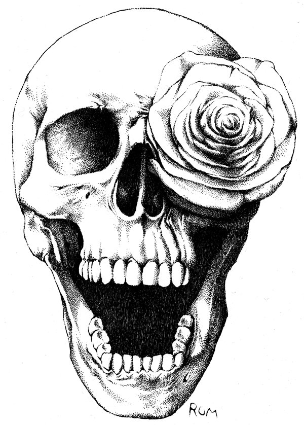いきなりですけど、スカルの点描画イラストを4点アップしてみます