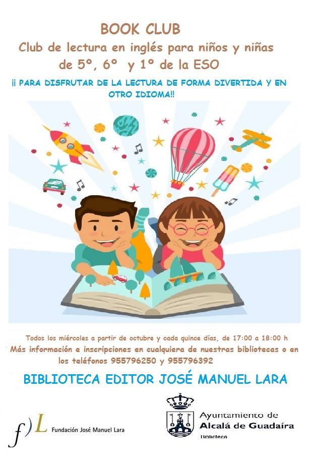 aytoguadaira's tweet photo. Una forma divertida de aprender inglés para niños y niñas es "Book Club" en @Bibliotecalcala #alcaládeguadaíra https://t.co/8WoOjChddR