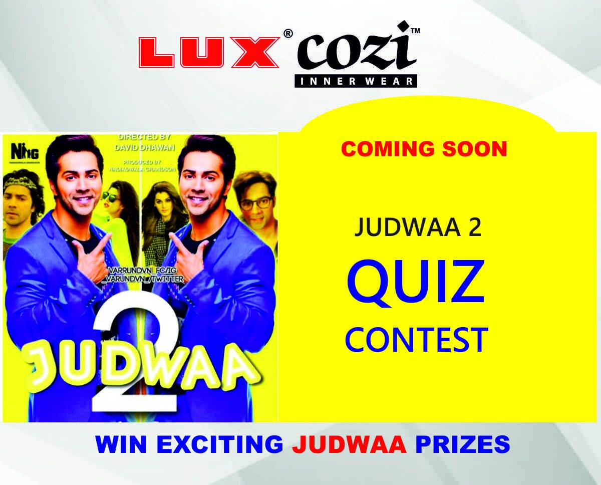 Lux_Innerwear's tweet photo. Look out for the Judwa quiz contest and get a chance of winning exciting gifts.
#varundhawan #varun4luxcozi #LuxCozi #LuxInnerwear #judwaa2 https://t.co/uSvLDNlFRX