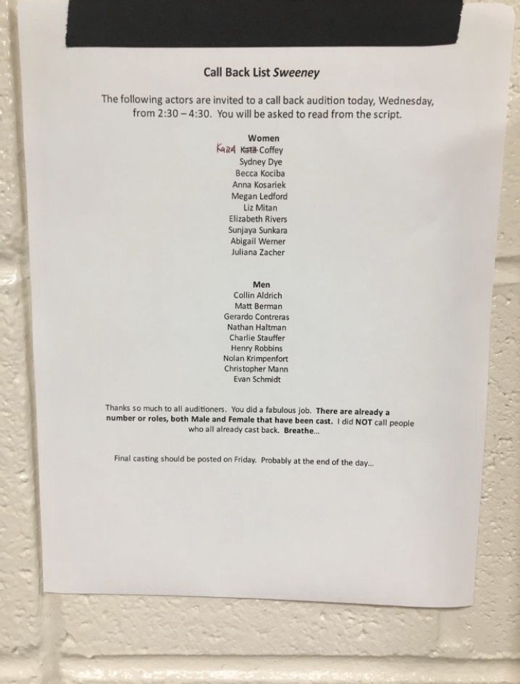 Mason Drama Club On Twitter Call Back List For Sweeney Todd