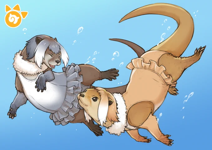 コツメカワウソさんとニホンカワウソさん #けものフレンズ 