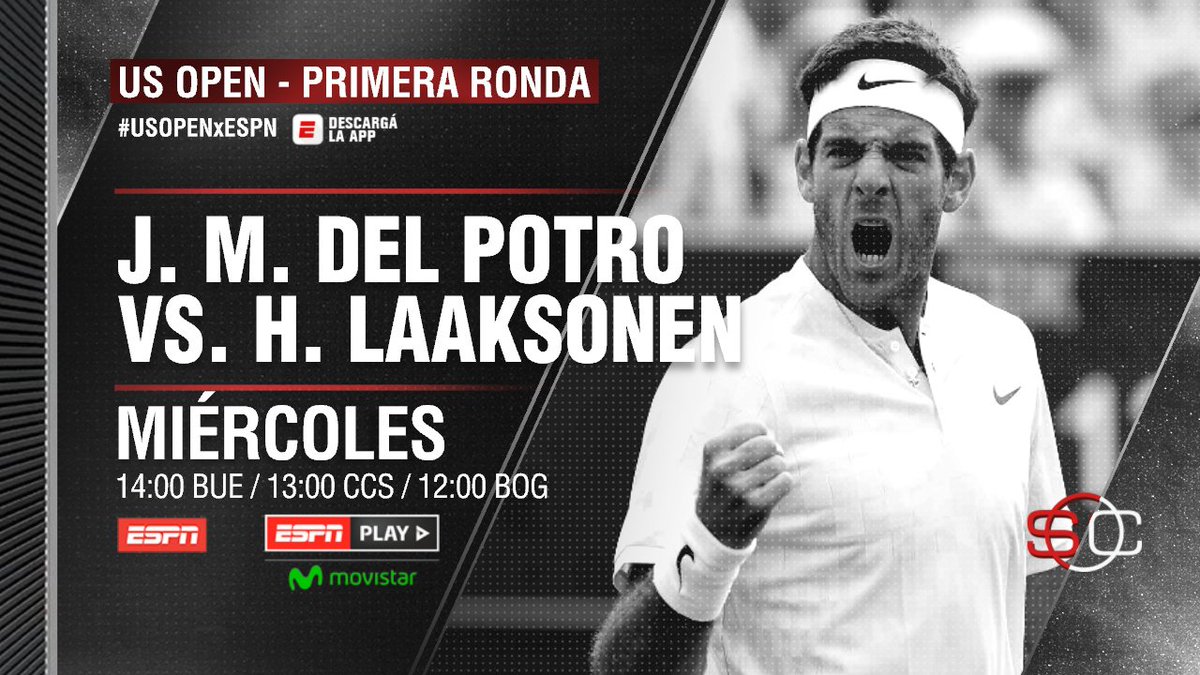 No te olvides que Juan Martín Del Potro empieza hoy su camino en búsqueda del segundo #USOPENxESPN de su carrera, por #ESPN y <a href="/ESPNPLAY/">ESPN Trades</a>.