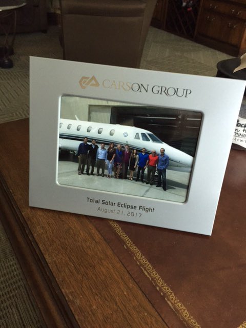 CarsonGroupLLC's tweet photo. A keepsake given to the 9 stakeholders &amp; @rchusker who got to experience a private flight for the #2017SolarEclipse! https://t.co/wjc58uV1ot