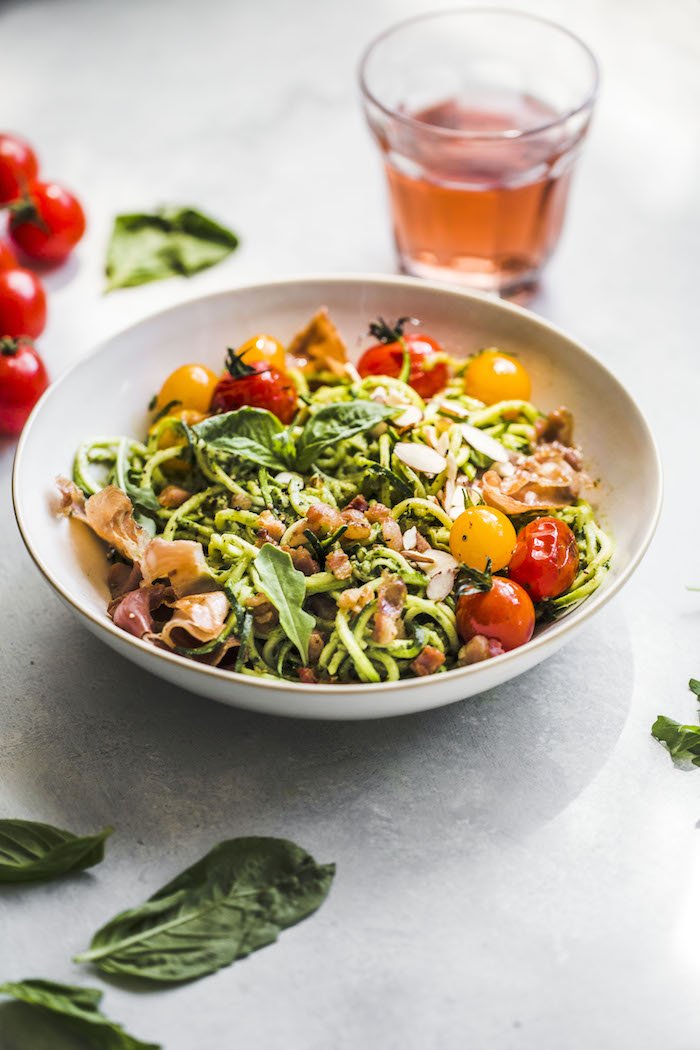 TheAlmondEater's tweet photo. {New Post} Arugula Pesto Zucchini Noodle Bowl https://t.co/FSP5qgekso https://t.co/ltti5p4C5B