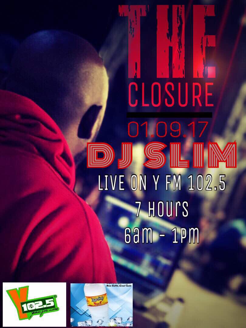 y1025fm's tweet photo. This Friday 1st September 2017 🔥🔥🔥🔥 @djsliming breaks his own record on radio.. 7 hours non stop ✋🏻. "THE CLOSURE" https://t.co/K2rAjJNpVL