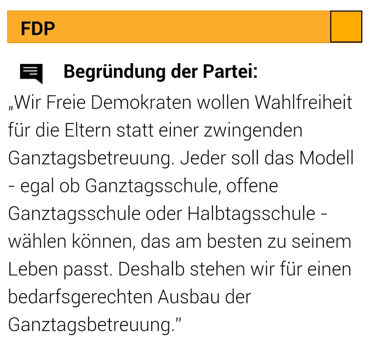 dr_chrwagner's tweet photo. Der #Wahlomat ist online. #FDP : Wahlfreiheit statt Zwangs-Ganztagesschule. https://t.co/rgUypBOGwK