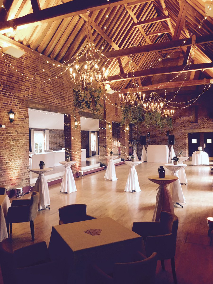 FortyHallBanq's tweet photo. Our favourite set up so far!  Ivy from chandeliers and fairy lights! Tables for our bowl food! 🍚🍵 #WeddingReception #Enfield #FortyHall https://t.co/J1KPVMW3qS
