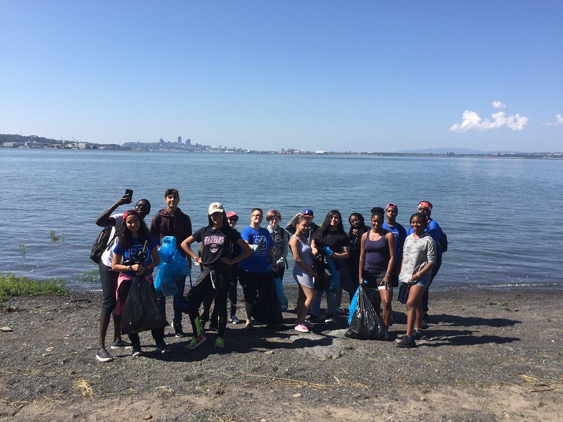DCISchool's tweet photo. In the last two days, Quebec trip students did river clean-up and learned about Huron First Nations people. All in French of course! https://t.co/XEfSzu9PKg