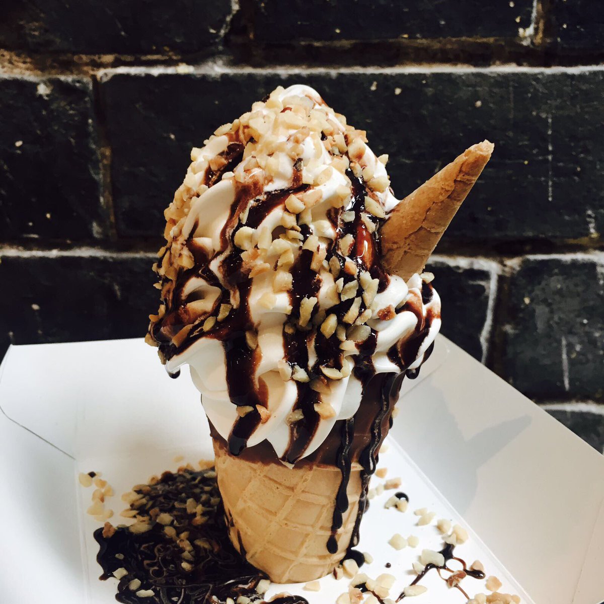 softrepublick's tweet photo. Try our #cornetto mash up cone w/chocolate &amp; topped with a Hazelnut mix &amp; Cornetto chocolate tip! #softrepublick #icecream #shoreditch https://t.co/xPfFg9uvAK