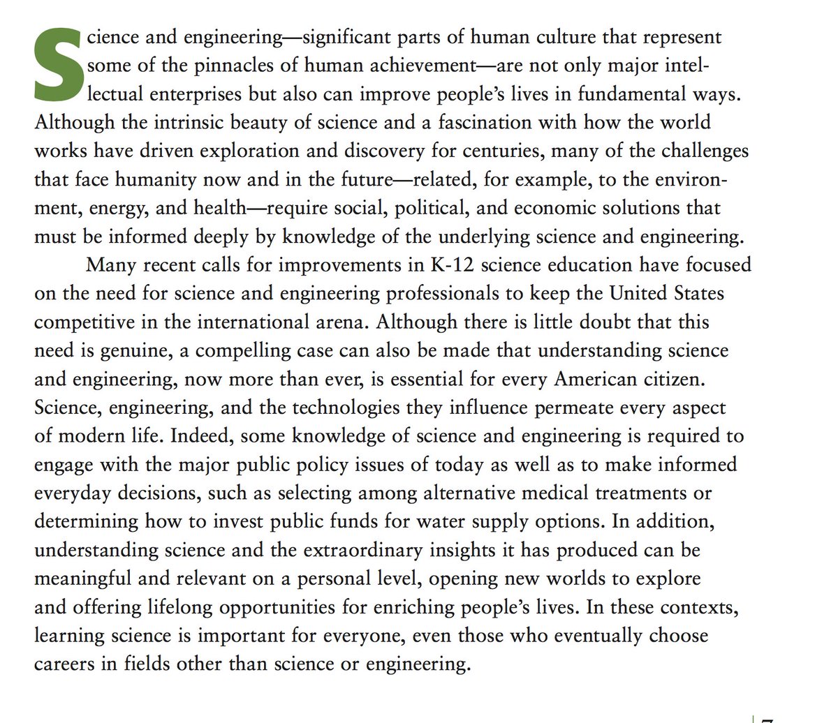TdiShelton's tweet photo. WHY do ALL students need to learn science? Check out this page from the Framework (p7Ch1) https://t.co/eiU7UatKVt #AllS2 #NGSSchat #science https://t.co/Lr24K9HPGL