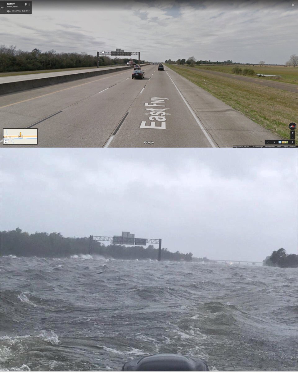 jaycordeira's tweet photo. #Harvey before/during I-10 #Whinnie. Still from https://t.co/MkFNoQk4Ns, as seen at https://t.co/40e5LqopX9 https://t.co/lQcQOmHPd0